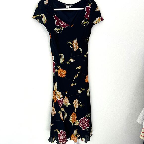 Anthro Isabella Bird Womens Midi Dress Size 12 100% Silk Floral - Picture 1 of 8